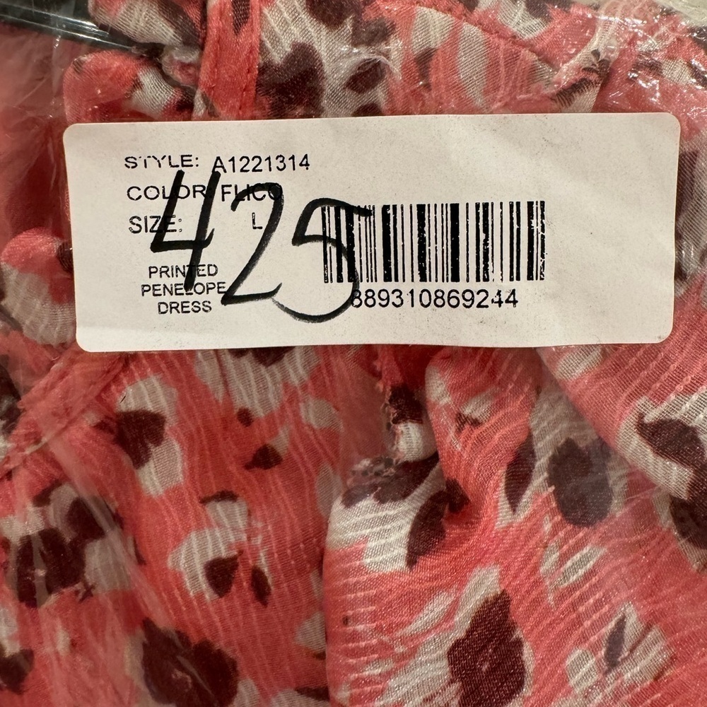 NWT in manu plastic Ramy Brook Penelope Silk Blend Ruffle Dress in Pink Size L - Picture 11 of 12